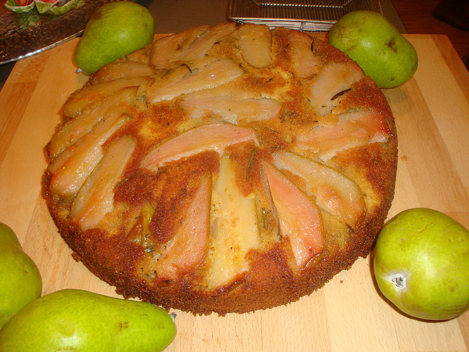 Pear Rosemary Upside Down Cake