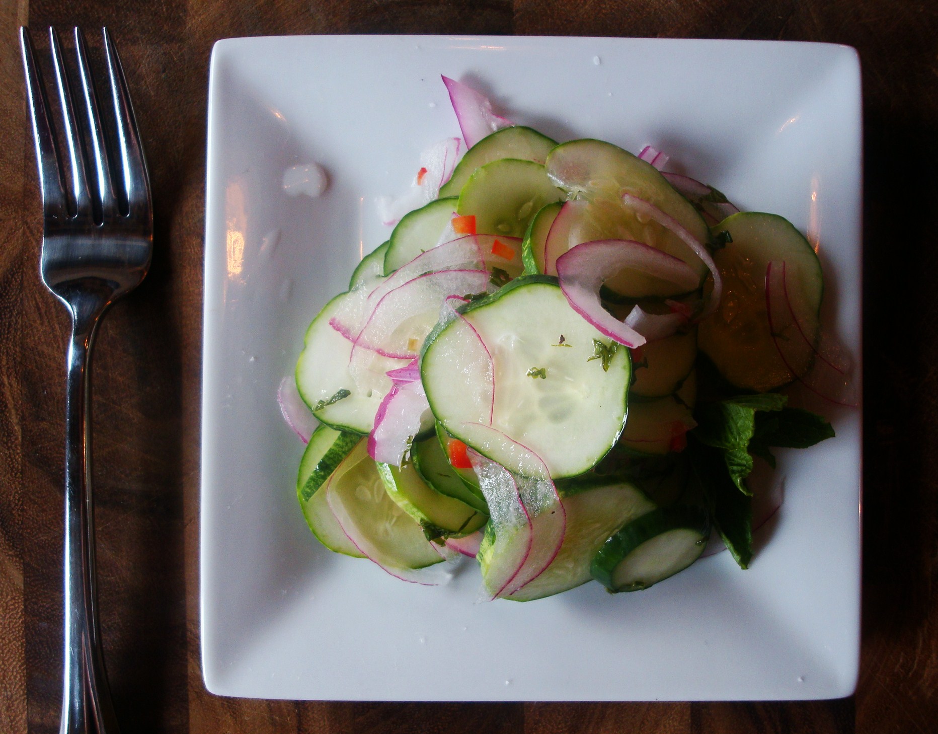 Pickled Chili Ginger Mint Cucumbers & Red Spring Onions