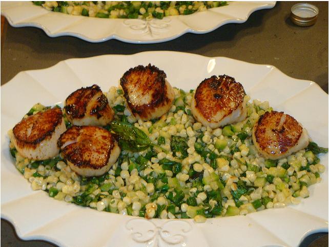 Sauteed Scallops with Summer Succotash