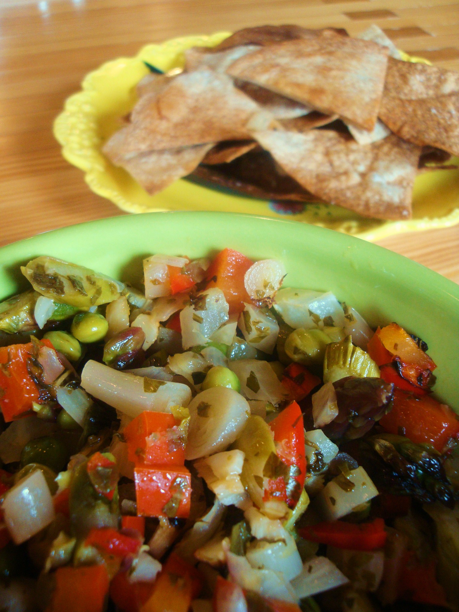 Roasted Spring Vegetable Salsa and Whole Wheat Chips